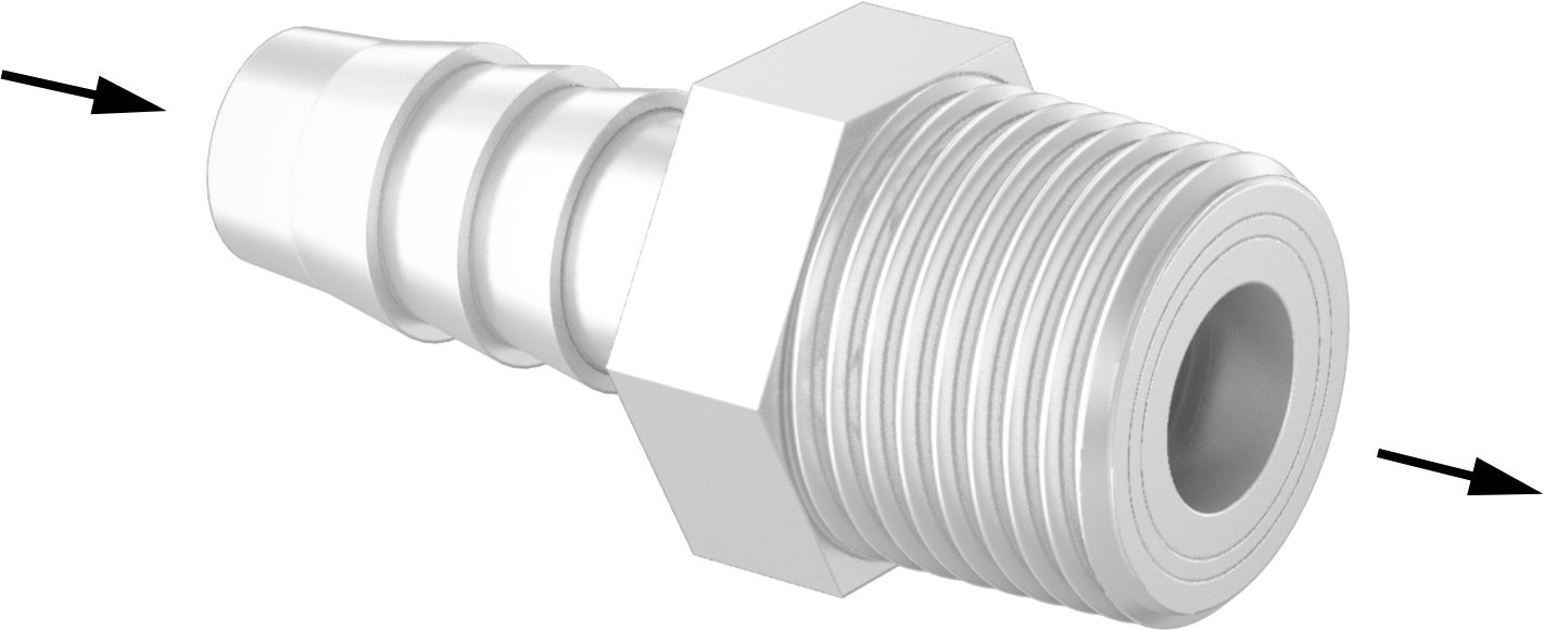 Dikenli Bağlantı Parçaları ile Naylon Çek Valf, Piston, 5/8" Giriş Borusu İç Çap x 1/2 NPT Erkek Çıkış