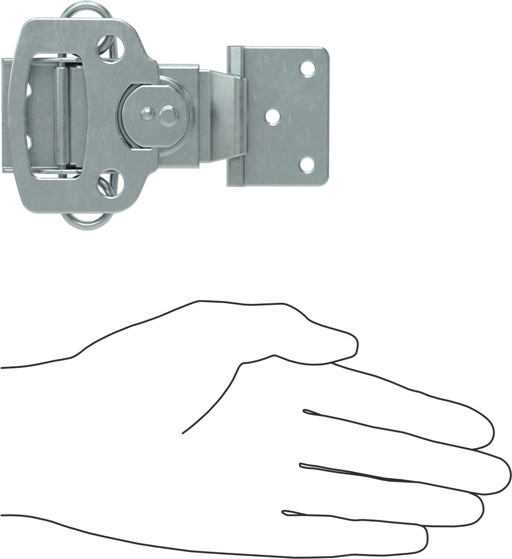 Döndürerek Açılan Çekme Mandalı, Çinko Kaplı Çelik, 3/8" Kilitleme Mesafesi, 4-11/16" Uzunluk