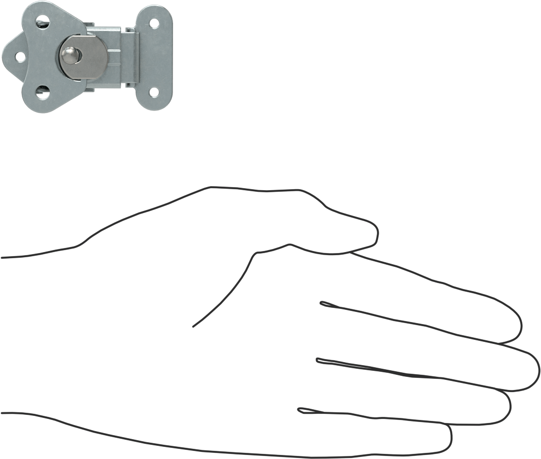 Döndürerek Açılan Çekme Mandalı, Çinko Kaplı Çelik, 1/4" Kilitleme Mesafesi, 2-5/16" Uzunluk