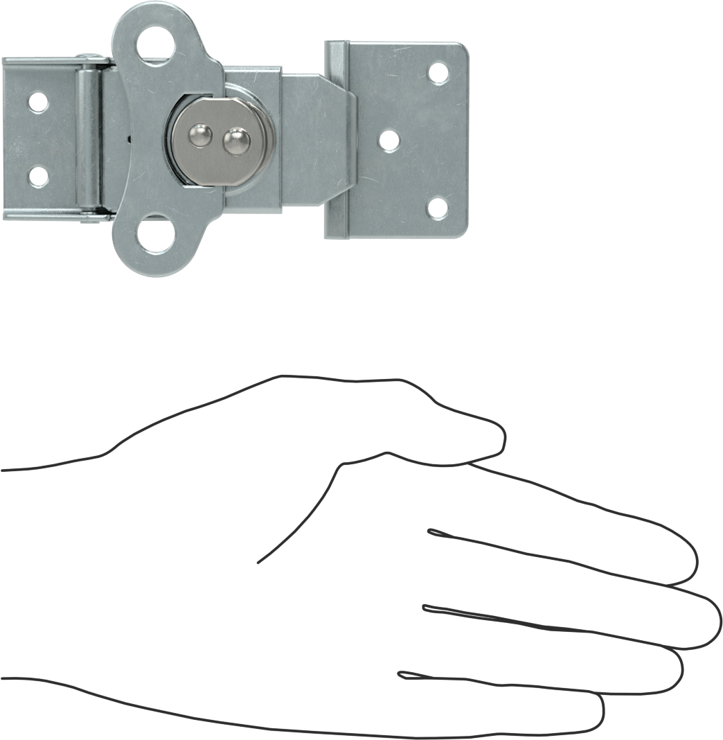 Döndürerek Açılan Çekme Mandalı, Çinko Kaplı Çelik, 3/8" Kilitleme Mesafesi, 4-9/16" Uzunluk