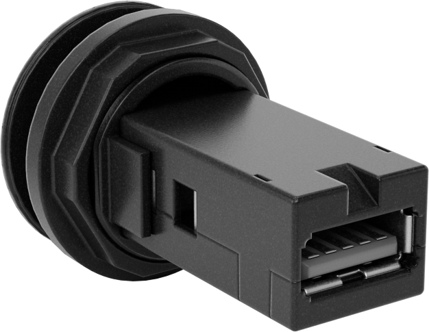 Panele Monte USB Adaptörü, 3.2 Gen 1 USB, A Dişi x A Dişi, Siyah