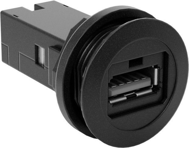 Panele Monte USB Adaptörü, 3.2 Gen 1 USB, A Dişi x A Dişi, Siyah