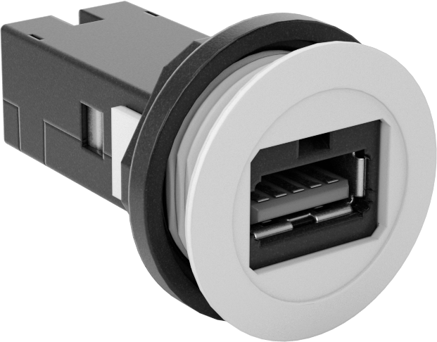 Panele Monte USB Adaptörü, 3.2 Gen 1 USB, A Dişi x A Dişi, Beyaz