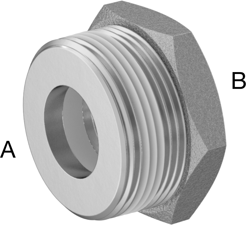 Sızdırmazlık Maddeli Düşük Basınçlı 304 Paslanmaz Çelik Boru Bağlantı Elemanı, Redüksiyon Adaptörü, 1-1/2 NPT Erkek x 3/4 NPT Dişi