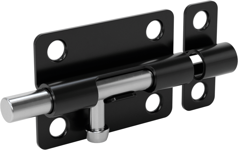 Kaldır-Bırak Namlu Kayar Cıvata Mandalı, Siyah Boyalı Çelik, 2-1/8“ Genişlik x 1-9/16” Yükseklik