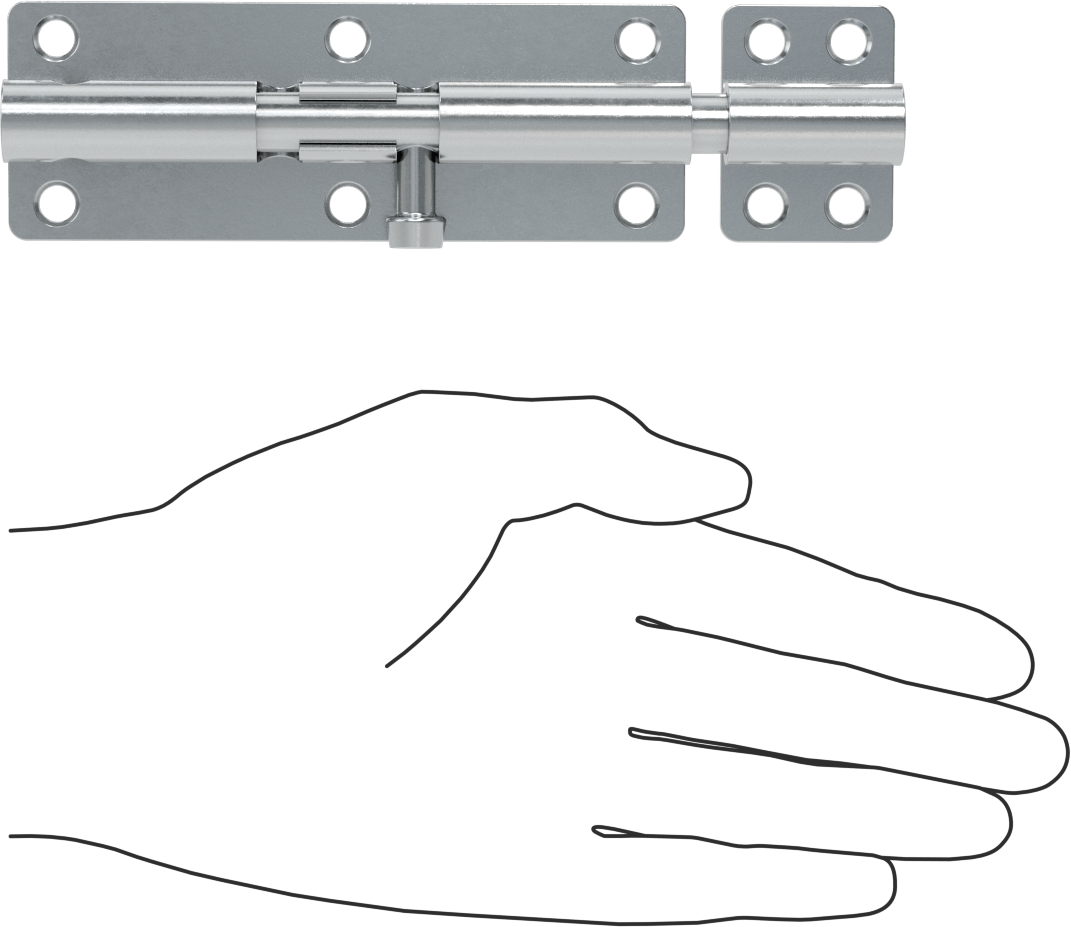 Kaldır-Bırak Namlu Kayar Cıvata Mandalı, Çinko Kaplı Çelik, 4-5/8“ Genişlik x 1-5/8” Yükseklik