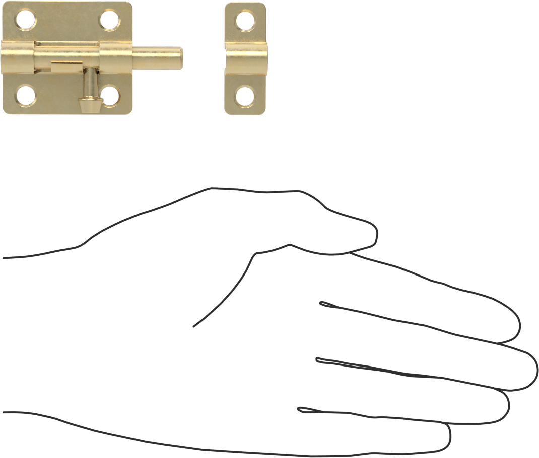 Kaldır-Bırak Namlu Kayar Cıvata Mandalı, Pirinç Kaplamalı Çelik, 1-3/4“ Genişlik x 1-1/2” Yükseklik