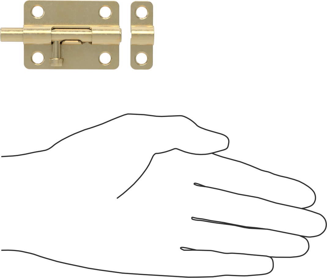 Kaldır-Bırak Namlu Kayar Cıvata Mandalı, Pirinç Kaplamalı Çelik, 2-1/8“ Genişlik x 1-9/16” Yükseklik