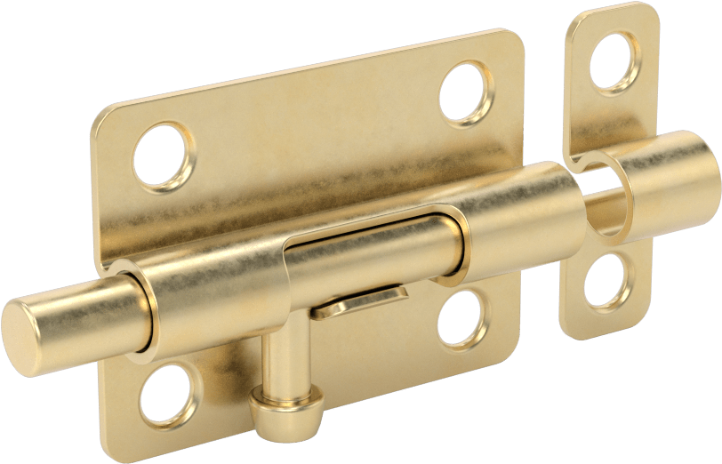 Kaldır-Bırak Namlu Kayar Cıvata Mandalı, Pirinç Kaplamalı Çelik, 2-1/8“ Genişlik x 1-9/16” Yükseklik