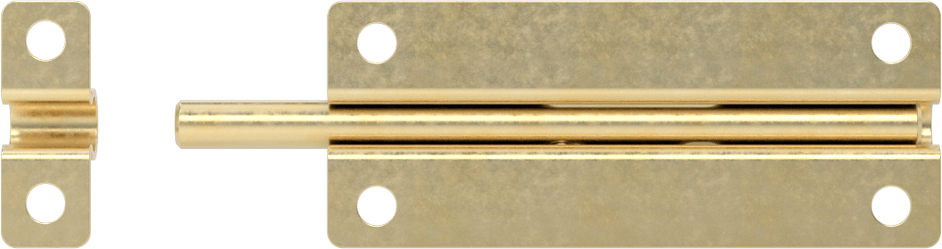 Kaldır-Bırak Namlu Kayar Cıvata Mandalı, Pirinç Kaplamalı Çelik, 3-7/8“ Genişlik x 1-9/16” Yükseklik