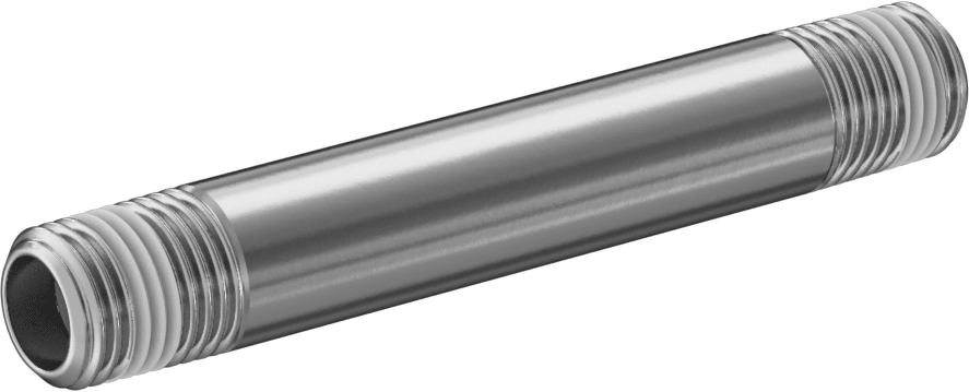 Sızdırmazlık Maddeli Standart Cidarlı 316/316L Paslanmaz Çelik Boru Nipeli, Her İki Ucu Dişli, 1/4 NPT, 3-1/2" Uzunluk