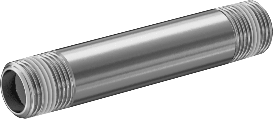 Sızdırmazlık Maddeli Standart Cidarlı 316/316L Paslanmaz Çelik Boru Nipeli, Her İki Ucu Dişli, 3/8 NPT, 3-1/2" Uzunluk