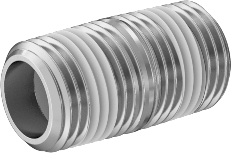 Sızdırmazlık Maddeli Standart Cidarlı 316/316L Paslanmaz Çelik Boru Nipeli, Tam Dişli, 1/8 NPT, 3/4" Uzunluk