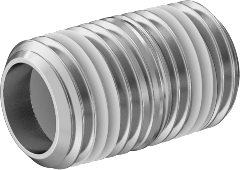 Sızdırmazlık Maddeli Standart Cidarlı 316/316L Paslanmaz Çelik Boru Nipeli, Tam Dişli, 1/4 NPT, 7/8" Uzunluk