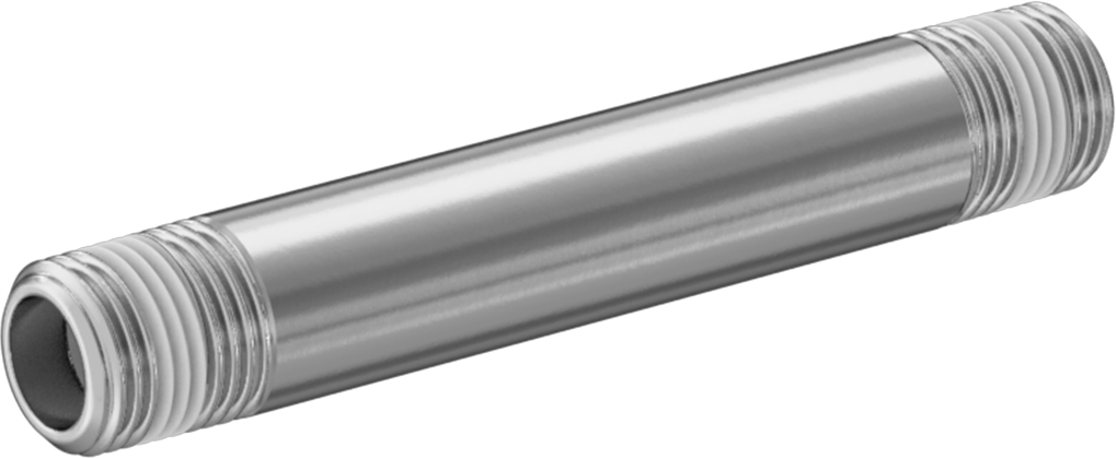 Sızdırmazlık Maddeli Standart Cidarlı 316/316L Paslanmaz Çelik Boru Nipeli, Her İki Ucu Dişli, 1/8 NPT, 2-1/2" Uzunluk