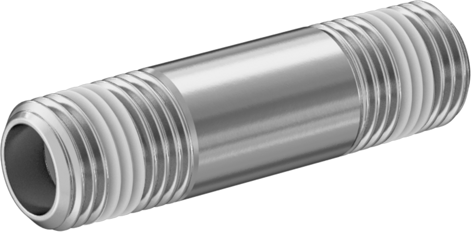 Sızdırmazlık Maddeli Standart Cidarlı 316/316L Paslanmaz Çelik Boru Nipeli, Her İki Ucu Dişli, 1/4 NPT, 2" Uzunluk