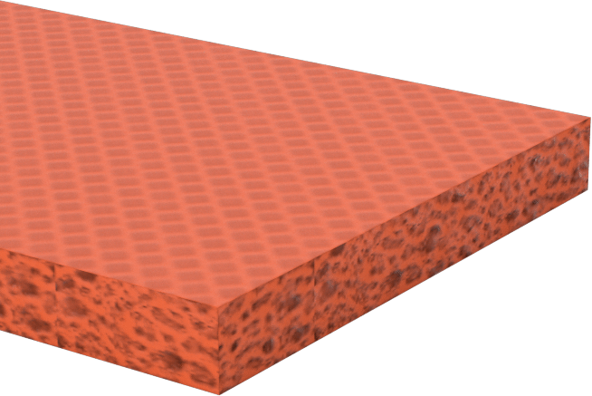 Arka Yüzü Yapışkanlı Yüksek Sıcaklığa Dayanıklı Silikon Köpük Şerit, Çapraz Dokulu, Kırmızı, 1" Genişlik, 1/8" Kalınlık, 10 Fit Uzunluk