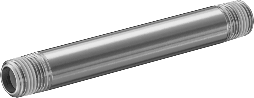 Sızdırmazlık Maddeli Standart Cidarlı 304/304L Paslanmaz Çelik Boru Nipeli, Her İki Ucu Dişli, 1/8 NPT, 3" Uzunluk
