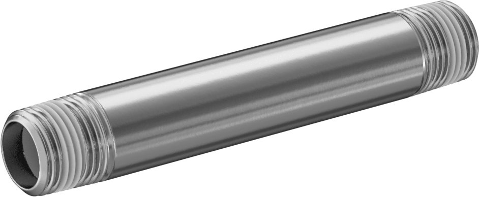 Sızdırmazlık Maddeli Standart Cidarlı 304/304L Paslanmaz Çelik Boru Nipeli, Her İki Ucu Dişli, 3/8 NPT, 4" Uzunluk