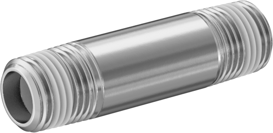 Sızdırmazlık Maddeli Standart Cidarlı 304/304L Paslanmaz Çelik Boru Nipeli, Her İki Ucu Dişli, 1/8 NPT, 1-1/2" Uzunluk