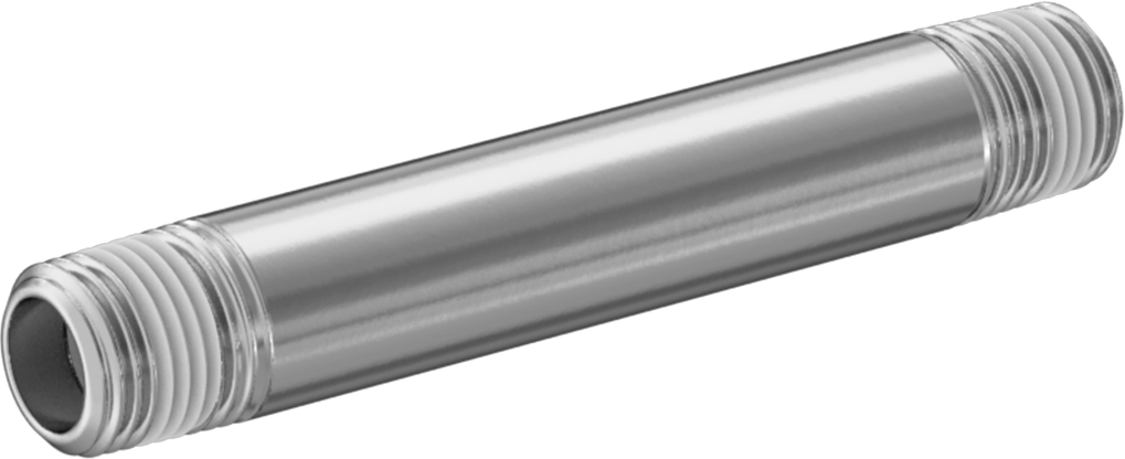 Sızdırmazlık Maddeli Standart Cidarlı 304/304L Paslanmaz Çelik Boru Nipeli, Her İki Ucu Dişli, 1/8 NPT, 2-1/2" Uzunluk