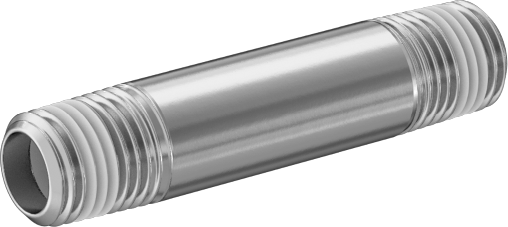 Sızdırmazlık Maddeli Standart Cidarlı 304/304L Paslanmaz Çelik Boru Nipeli, Her İki Ucu Dişli, 1/4 NPT, 2-1/2" Uzunluk