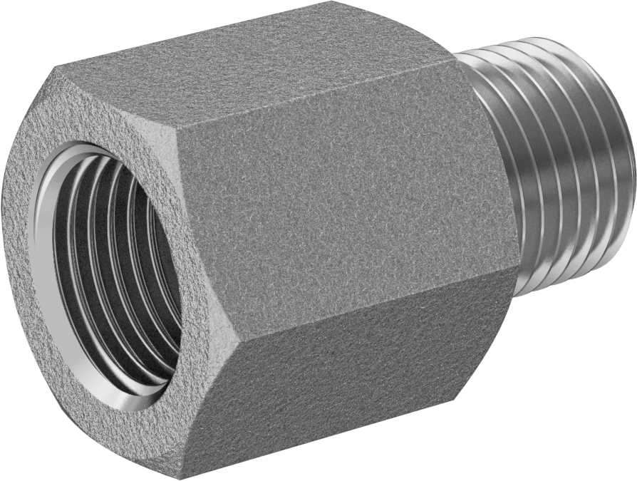 Orta Basınçlı 316 Paslanmaz Çelik Dişli Boru Bağlantı Parçası, Düz Adaptör, 1/8 BSPT Dişi x 1/8 NPT Erkek