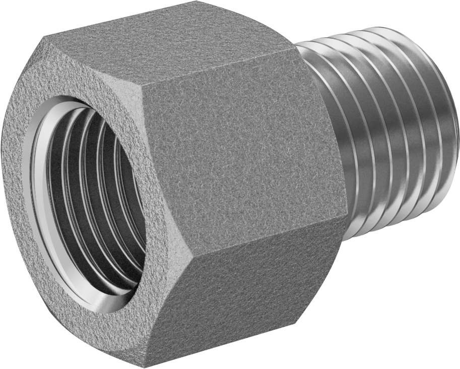 Orta Basınçlı 316 Paslanmaz Çelik Dişli Boru Bağlantı Parçası, Düz Adaptör, 1/4 BSPT Dişi x 1/4 NPT Erkek