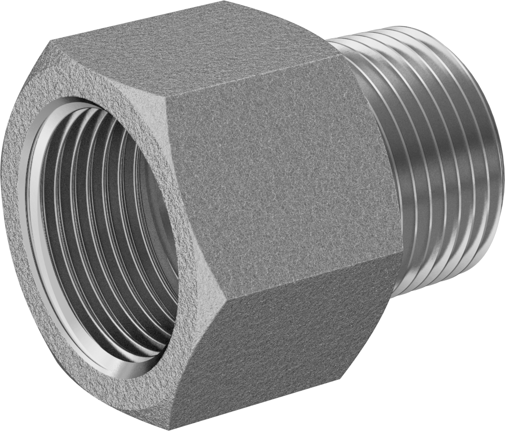 Orta Basınçlı 316 Paslanmaz Çelik Dişli Boru Bağlantı Parçası, Düz Adaptör, 3/4 BSPT Dişi x 3/4 NPT Erkek