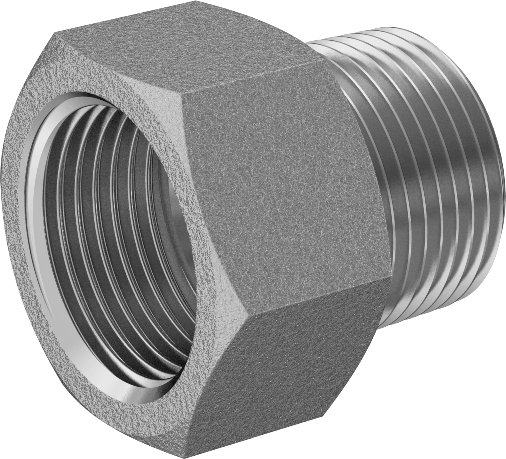 Orta Basınçlı 316 Paslanmaz Çelik Dişli Boru Bağlantı Parçası, Düz Adaptör, 1 BSPT Dişi x 1 NPT Erkek