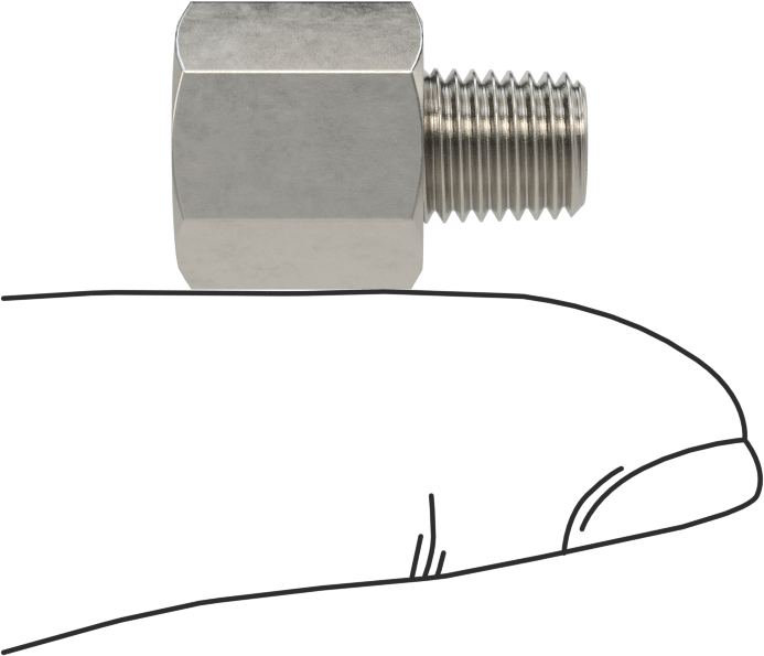 Orta Basınçlı 316 Paslanmaz Çelik Dişli Boru Bağlantı Parçası, Düz Adaptör, 1/16 BSPP Dişi x 1/16 NPT Erkek