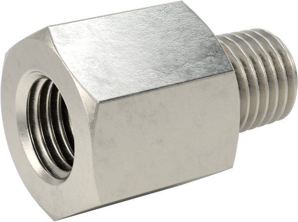 Orta Basınçlı 316 Paslanmaz Çelik Dişli Boru Bağlantı Parçası, Düz Adaptör, 1/16 BSPP Dişi x 1/16 NPT Erkek