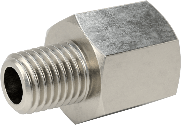 Orta Basınçlı 316 Paslanmaz Çelik Dişli Boru Bağlantı Parçası, Düz Adaptör, 1/16 BSPP Dişi x 1/16 NPT Erkek