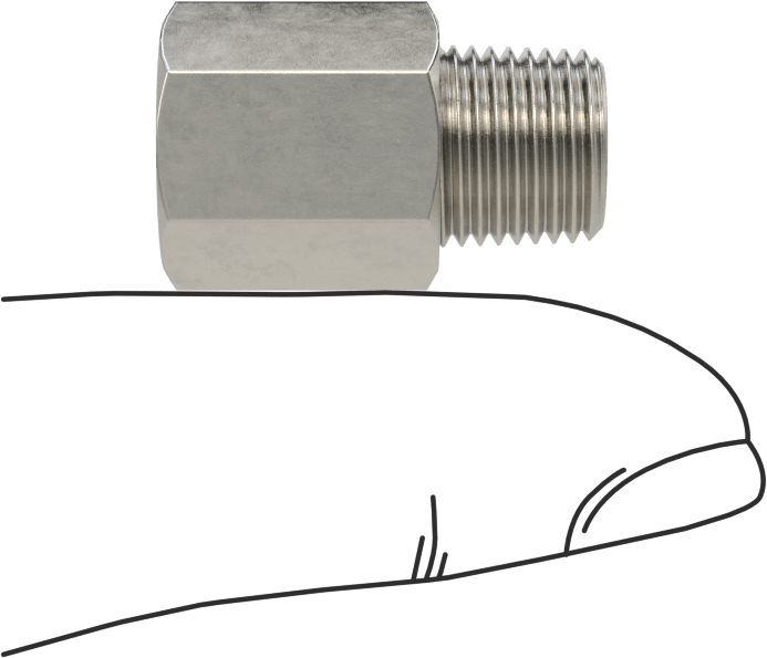 Orta Basınçlı 316 Paslanmaz Çelik Dişli Boru Bağlantı Parçası, Düz Adaptör, 1/8 BSPP Dişi x 1/8 NPT Erkek