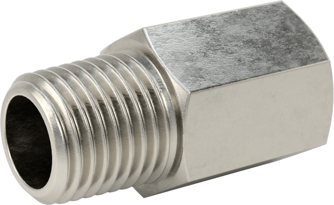 Orta Basınçlı 316 Paslanmaz Çelik Dişli Boru Bağlantı Parçası, Düz Adaptör, 1/4 BSPP Dişi x 1/4 NPT Erkek