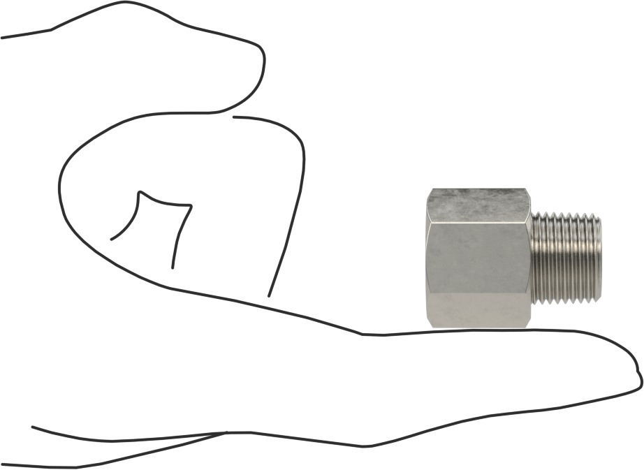 Orta Basınçlı 316 Paslanmaz Çelik Dişli Boru Bağlantı Parçası, Düz Adaptör, 3/8 BSPP Dişi x 3/8 NPT Erkek