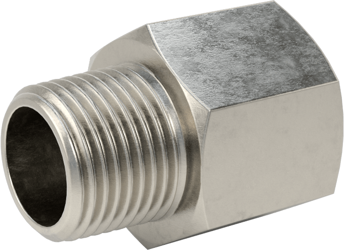 Orta Basınçlı 316 Paslanmaz Çelik Dişli Boru Bağlantı Parçası, Düz Adaptör, 3/8 BSPP Dişi x 3/8 NPT Erkek