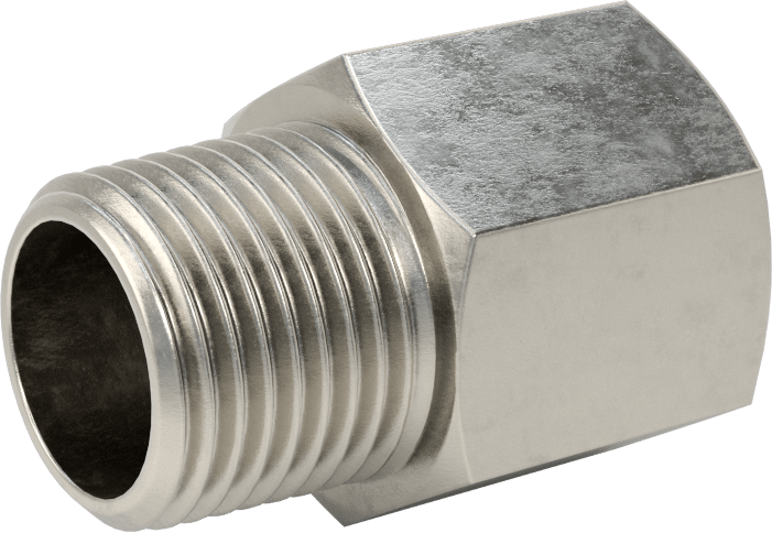 Orta Basınçlı 316 Paslanmaz Çelik Dişli Boru Bağlantı Parçası, Düz Adaptör, 1/2 BSPP Dişi x 1/2 NPT Erkek