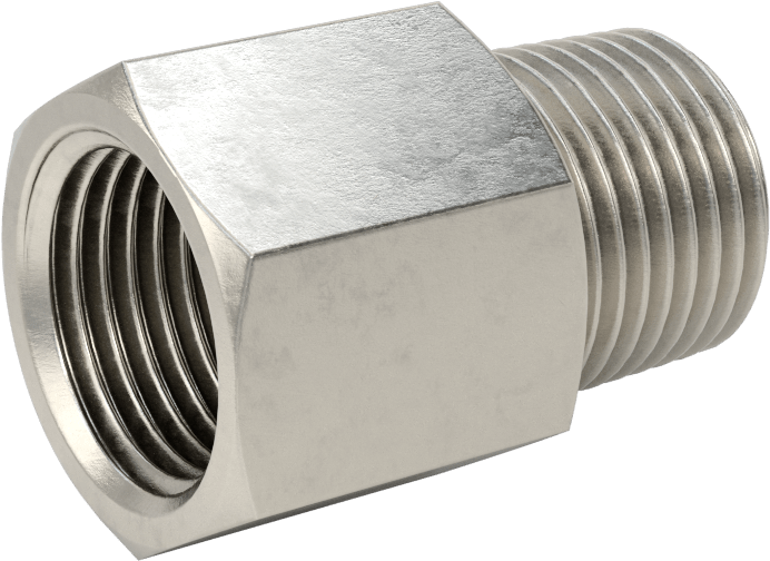 Orta Basınçlı 316 Paslanmaz Çelik Dişli Boru Bağlantı Parçası, Düz Adaptör, 1/2 BSPP Dişi x 1/2 NPT Erkek