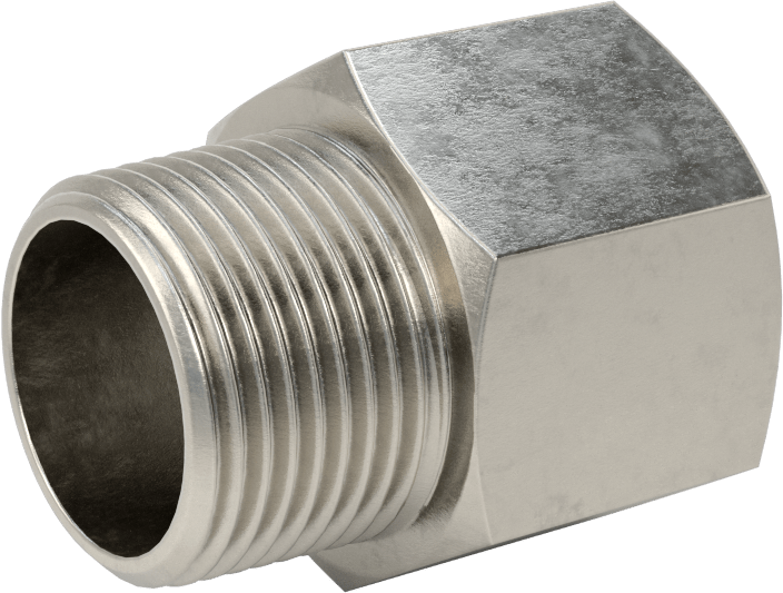 Orta Basınçlı 316 Paslanmaz Çelik Dişli Boru Bağlantı Parçası, Düz Adaptör, 3/4 BSPP Dişi x 3/4 NPT Erkek