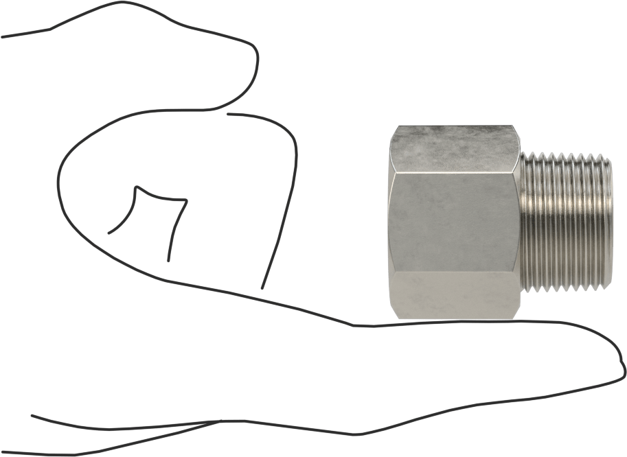 Orta Basınçlı 316 Paslanmaz Çelik Dişli Boru Bağlantı Parçası, Düz Adaptör, 3/4 BSPP Dişi x 3/4 NPT Erkek