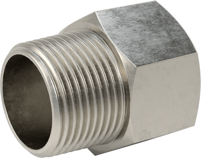 Orta Basınçlı 316 Paslanmaz Çelik Dişli Boru Bağlantı Parçası, Düz Adaptör, 1 BSPP Dişi x 1 NPT Erkek