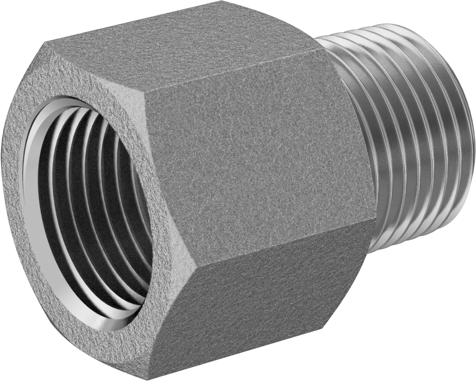 Orta Basınçlı 316 Paslanmaz Çelik Dişli Boru Bağlantı Parçası, Düz Adaptör, 3/8 NPT Dişi x 3/8 BSPT Erkek