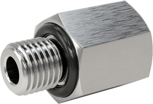 Orta Basınçlı 316 Paslanmaz Çelik Dişli Boru Bağlantı Parçası, Düz Adaptör, 1/16 NPT Dişi x 1/16 BSPP Erkek