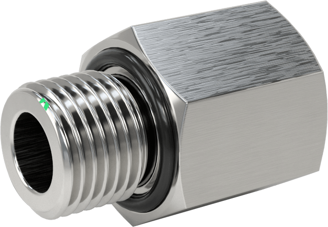 Orta Basınçlı 316 Paslanmaz Çelik Dişli Boru Bağlantı Parçası, Düz Adaptör, 1/4 NPT Dişi x 1/4 BSPP Erkek