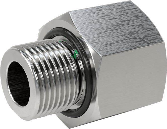Orta Basınçlı 316 Paslanmaz Çelik Dişli Boru Bağlantı Parçası, Düz Adaptör, 3/8 NPT Dişi x 3/8 BSPP Erkek