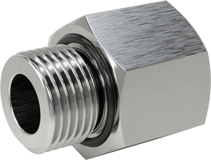 Orta Basınçlı 316 Paslanmaz Çelik Dişli Boru Bağlantı Parçası, Düz Adaptör, 1/2 NPT Dişi x 1/2 BSPP Erkek