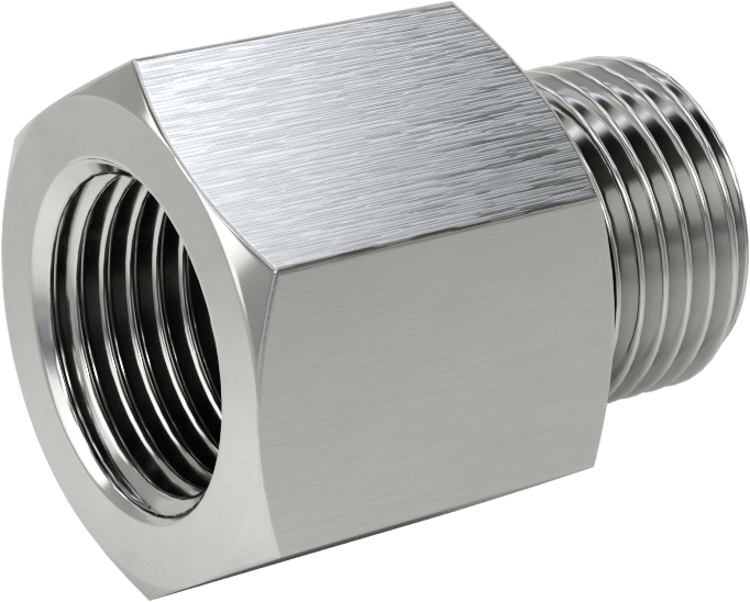 Orta Basınçlı 316 Paslanmaz Çelik Dişli Boru Bağlantı Parçası, Düz Adaptör, 1/2 NPT Dişi x 1/2 BSPP Erkek