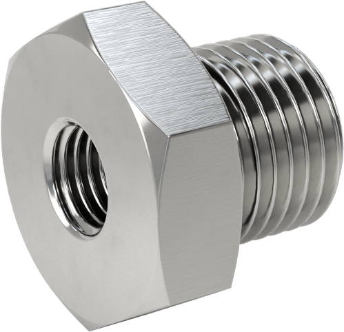 Orta Basınçlı 316 Paslanmaz Çelik Dişli Boru Bağlantı Parçası, Redüksiyon Adaptörü, 1/16 NPT Dişi x 1/4 BSPP Erkek
