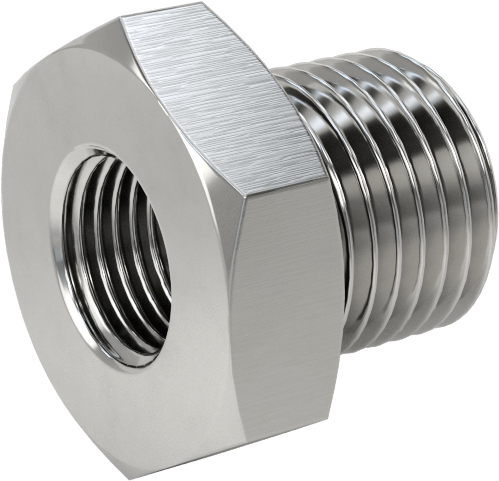 Orta Basınçlı 316 Paslanmaz Çelik Dişli Boru Bağlantı Parçası, Redüksiyon Adaptörü, 1/8 NPT Dişi x 1/4 BSPP Erkek